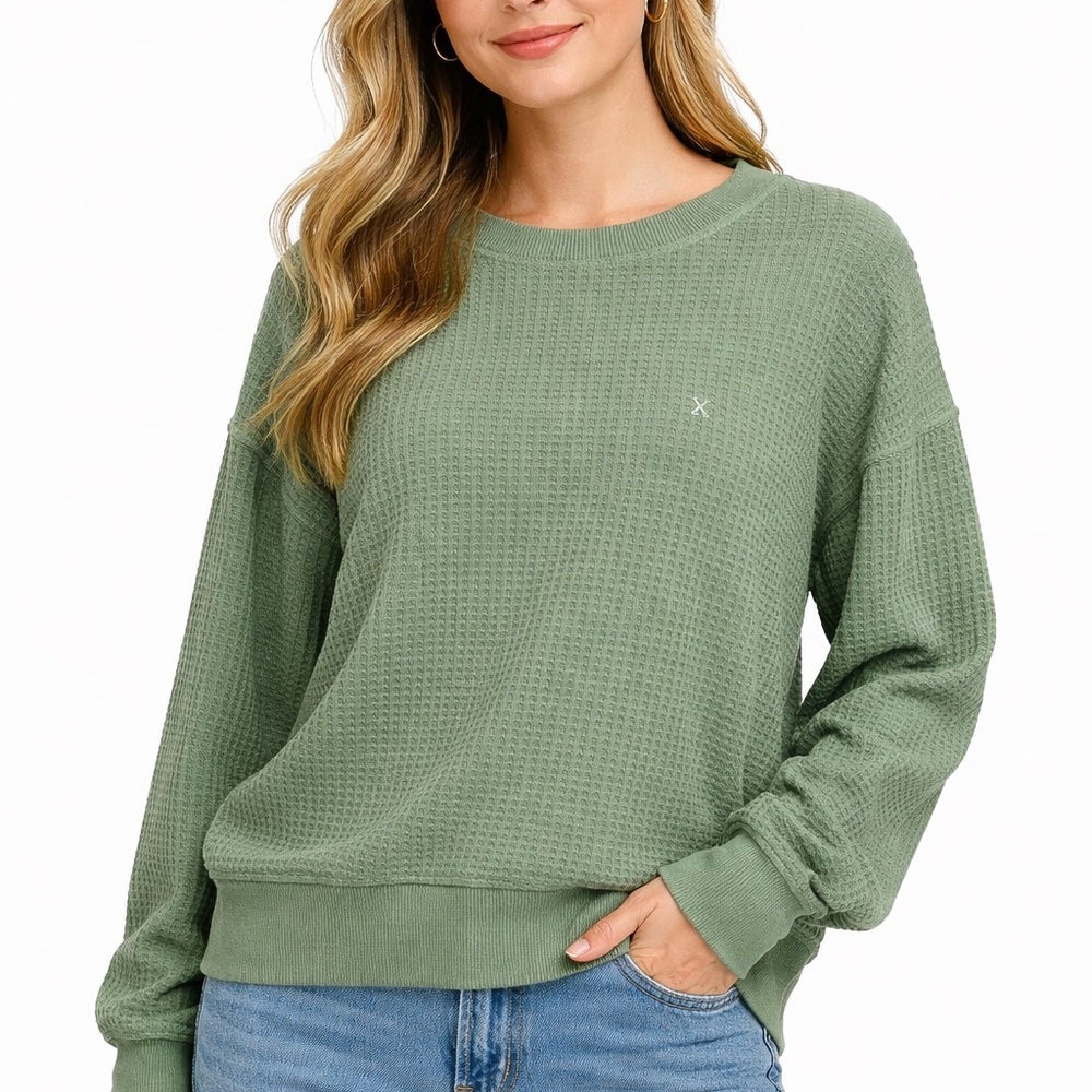 American Eagle Outfitters Waffle Knit Crewneck relaxed fit XS